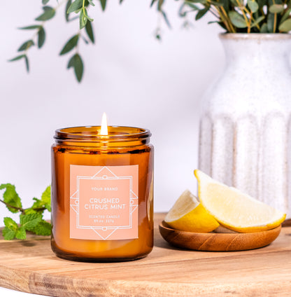 Custom Candle: 7oz Amber Apothecary Jar