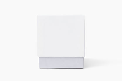 Aroma Crafters white gift box for the 8oz Classic custom candle, front view