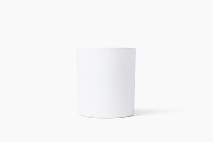 Aroma Crafters 8oz matte white glass candle jar, empty, white background